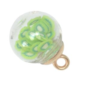 Groene/witte/kristal kleurige ronde hanger - kiwi