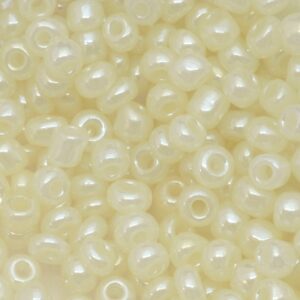 Witte/gele mix rocailles (blinkend) (doosje) - 15 gr