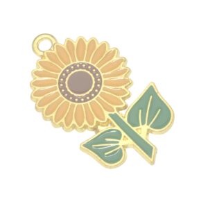 Goudkleurige/gele/bruine/groene bedel/hanger - zonnebloem