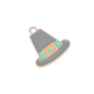 Goudkleurige/zwarte/oranje/groene bedel/hanger - heksenhoed