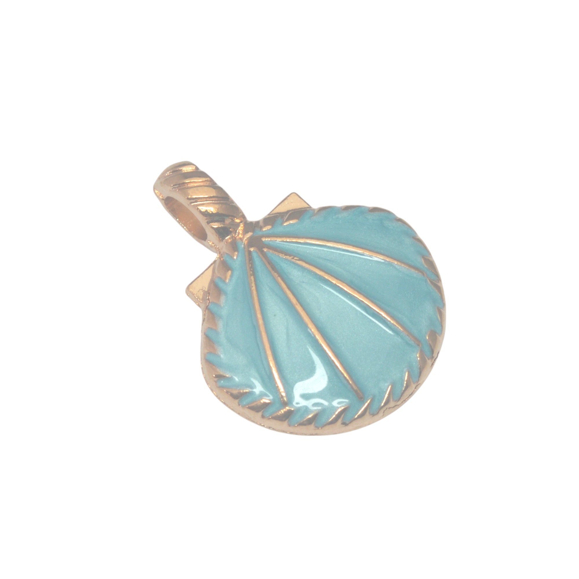 Goudkleurige/blauwe hanger - schelp