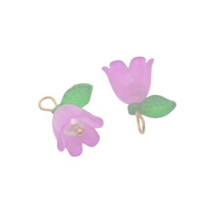 Paarse/groene/goudkleurige hanger - bloem