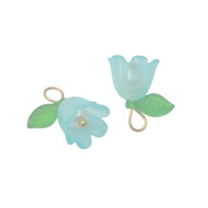 Blauwe/groene/goudkleurige hanger - bloem
