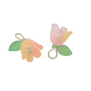 Gele/oranje/roze/goudkleurige hanger - bloem