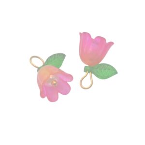 Roze/rode/goudkleurige hanger - bloem