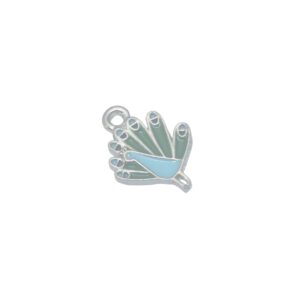 Zilverkleurige/blauwe/groene/zwarte bedel - pauw