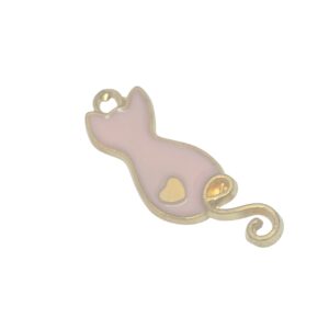 Goudkleurige/roze hanger - kat