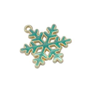 Groene/goudkleurige hanger/bedel - sneeuwvlokje ( mm)