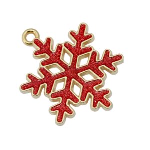 Rode/goudkleurige hanger/bedel - sneeuwvlokje