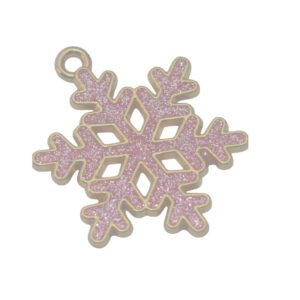 Roze/goudkleurige hanger/bedel - sneeuwvlokje ( mm)