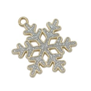 Goudkleurige/zilverkleurige hanger/bedel - sneeuwvlokje ( mm)
