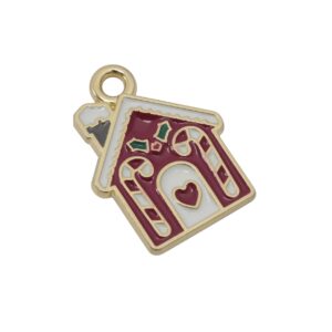 Goudkleurige/rode/groene/witte bedel - huisje